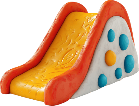 a toy slide with orange and blue dots png
