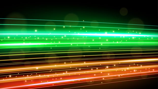 Green and Orange Light Trails, Long Time Exposure Motion Blur Effect, Illustration vector