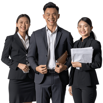 Studio shot of young Asian business people looking. png