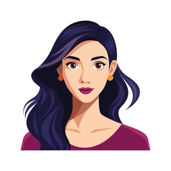 a woman with long hair and purple shirt vector