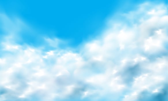 of realistic white cloud on blue sky background vector