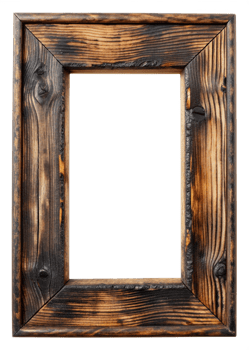 Rustic Charred Wood Frame for Art Display png