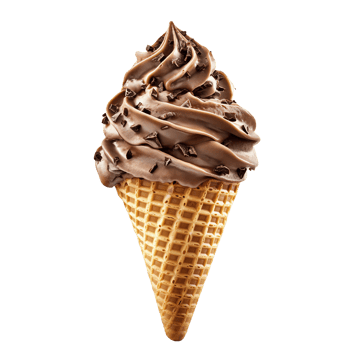 chocolate soft serve ice cream cone with chocolate chip toppings, perfect for hot summer days png