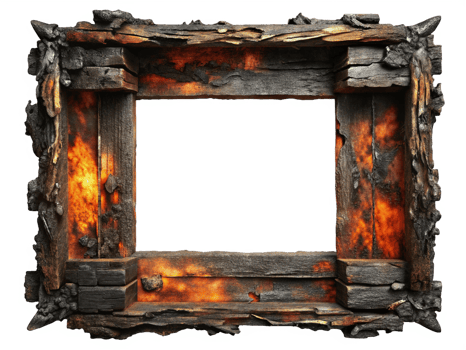 Rustic Charred Wood Frame with Natural Beauty png