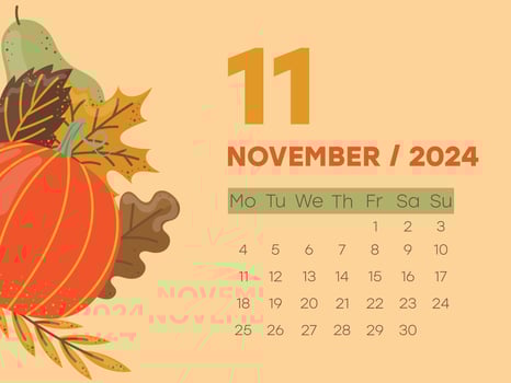 november calendar, autumn cozy calendar vector