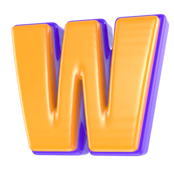 W Font 3D Render png
