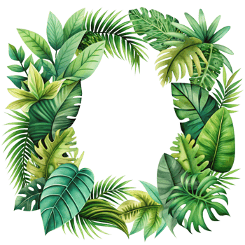 Tropical Foliage Frame with Bold Palm Leaves Illustration png