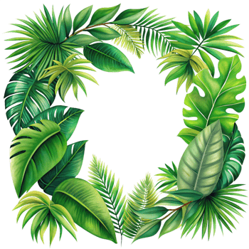Tropical Foliage Frame with Bold Leaf Design Illustration png