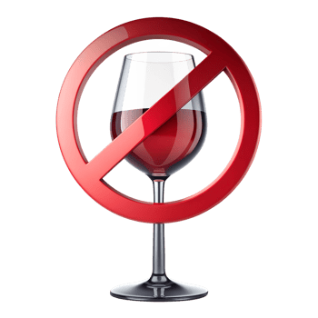 wine glass prohibition sign, cut out png