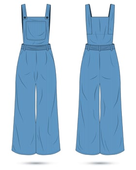 Denim overall women's dress mockup vector