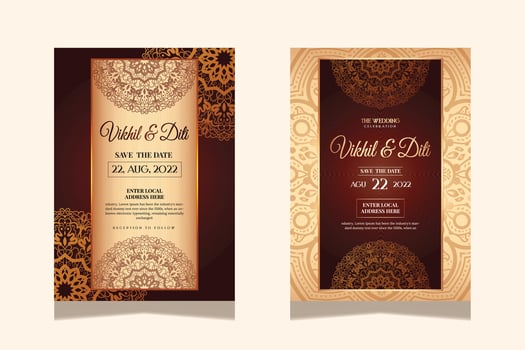 Elegant damask template wedding invitation Design vector