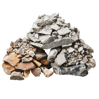 Piles of mixed construction debris at a site png