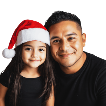Father and daughter share holiday joy png