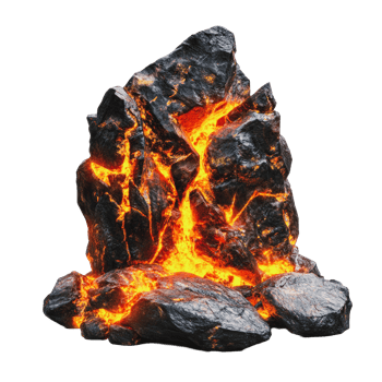 Lava rocks glowing in a dark environment png