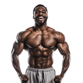 Muscular man flexing on white backdrop png