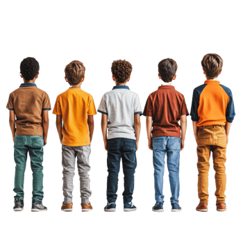 Group of boys facing away in casual clothing png