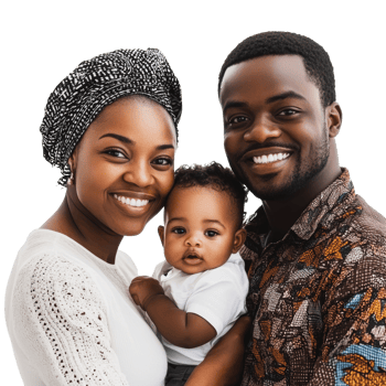 Happy family poses together with their baby png