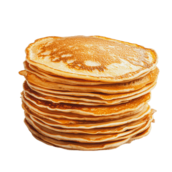 Stack of golden pancakes on a white background png