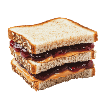 Peanut butter and jelly sandwich stacked on bread png