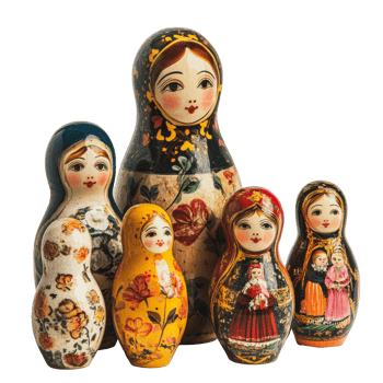Colorful Russian nesting dolls png