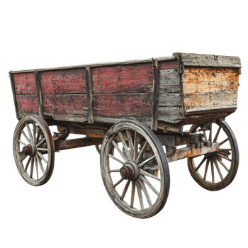 Outdoor display of vintage wooden cart png