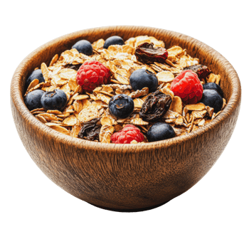 Healthy breakfast bowl with berries and oats png
