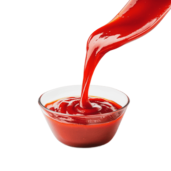Pouring ketchup into a small bowl png