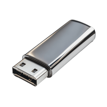 Silver-finish metal USB drive png