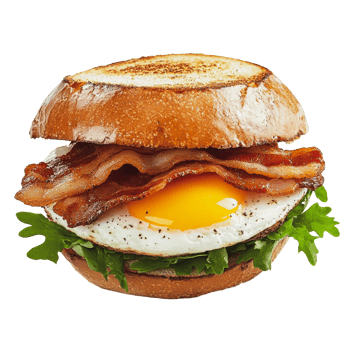 Bacon and egg breakfast sandwich png