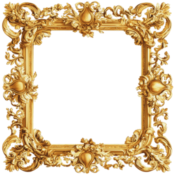 Ornate golden picture frame on a white background png