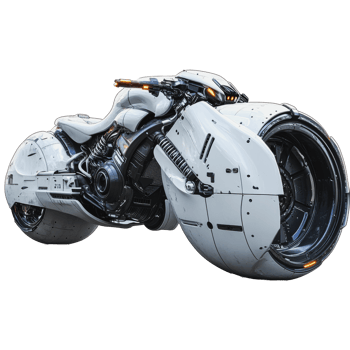 Futuristic motorcycle design showcased in studio png