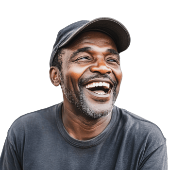 Joyful man laughing against a white background png