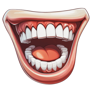 Cartoon mouth with wide smile and bright teeth png