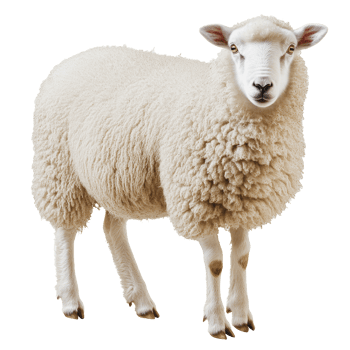 White sheep standing in a grassy field png