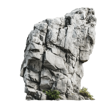 Tall granite rock formation with vegetation png