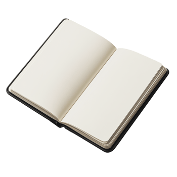 Open blank notebook on a white background png