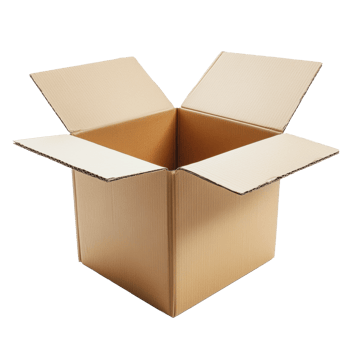 Empty cardboard box with flaps open png