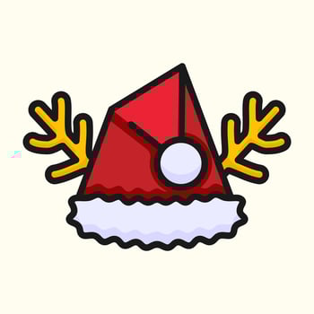A santa hat with antlers icon vector