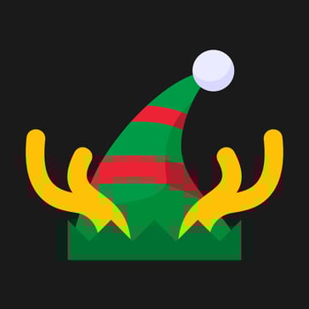 A flat icon of a christmas hat with antlers vector