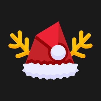 A santa hat with antlers on a black background vector