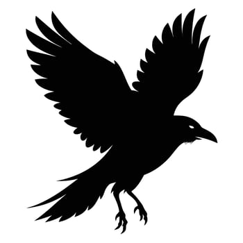 Black crow flying illustration vector