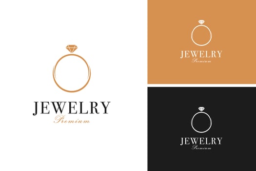 Jewelry ring with luxury diamond logo design illustration template idea vector