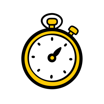 a stopwatch with a yellow border and black outline png