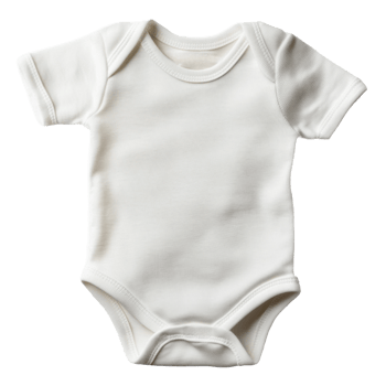Simple white baby bodysuit, cut out - stock . png