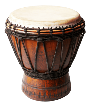 Traditional djembe drum with intricate design, cut out - stock . png