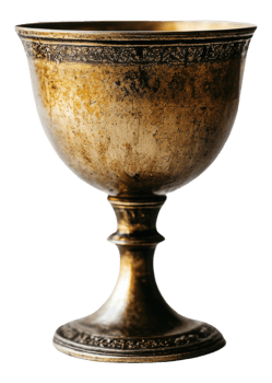 Antique chalice with intricate design details, cut out - stock . png