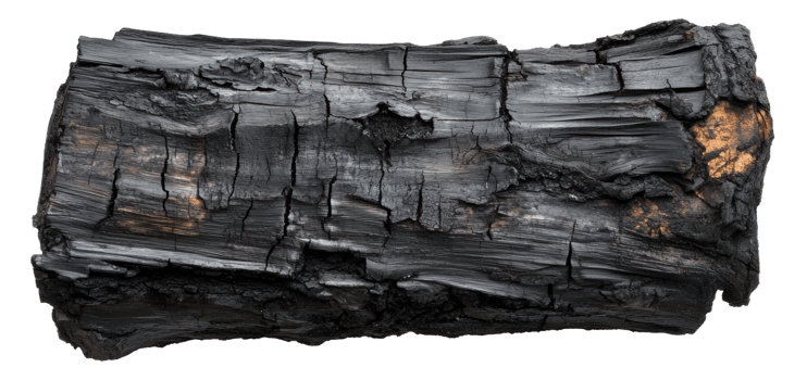 Charred log, cut out - stock . png