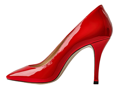 Elegant red high heel shoe, cut out - stock . png