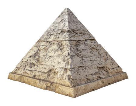Ancient pyramid structure with weathered stones, cut out - stock . png