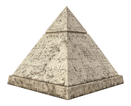 Pyramid model on simple surface, cut out - stock . png